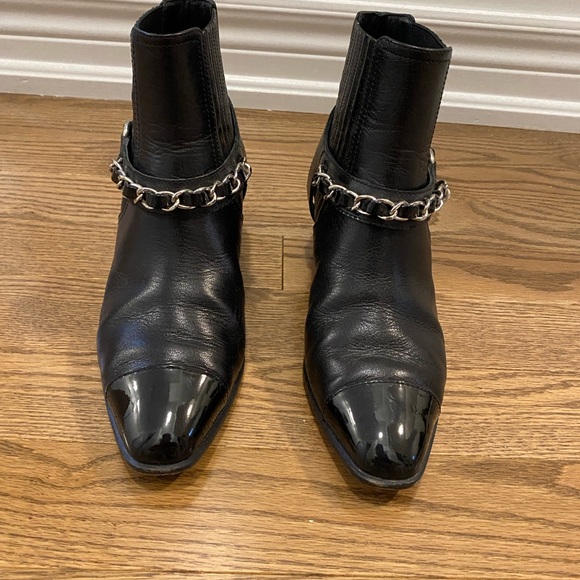 Black Leather Chanel Ankle Boots size 37 - Picture 2 of 7